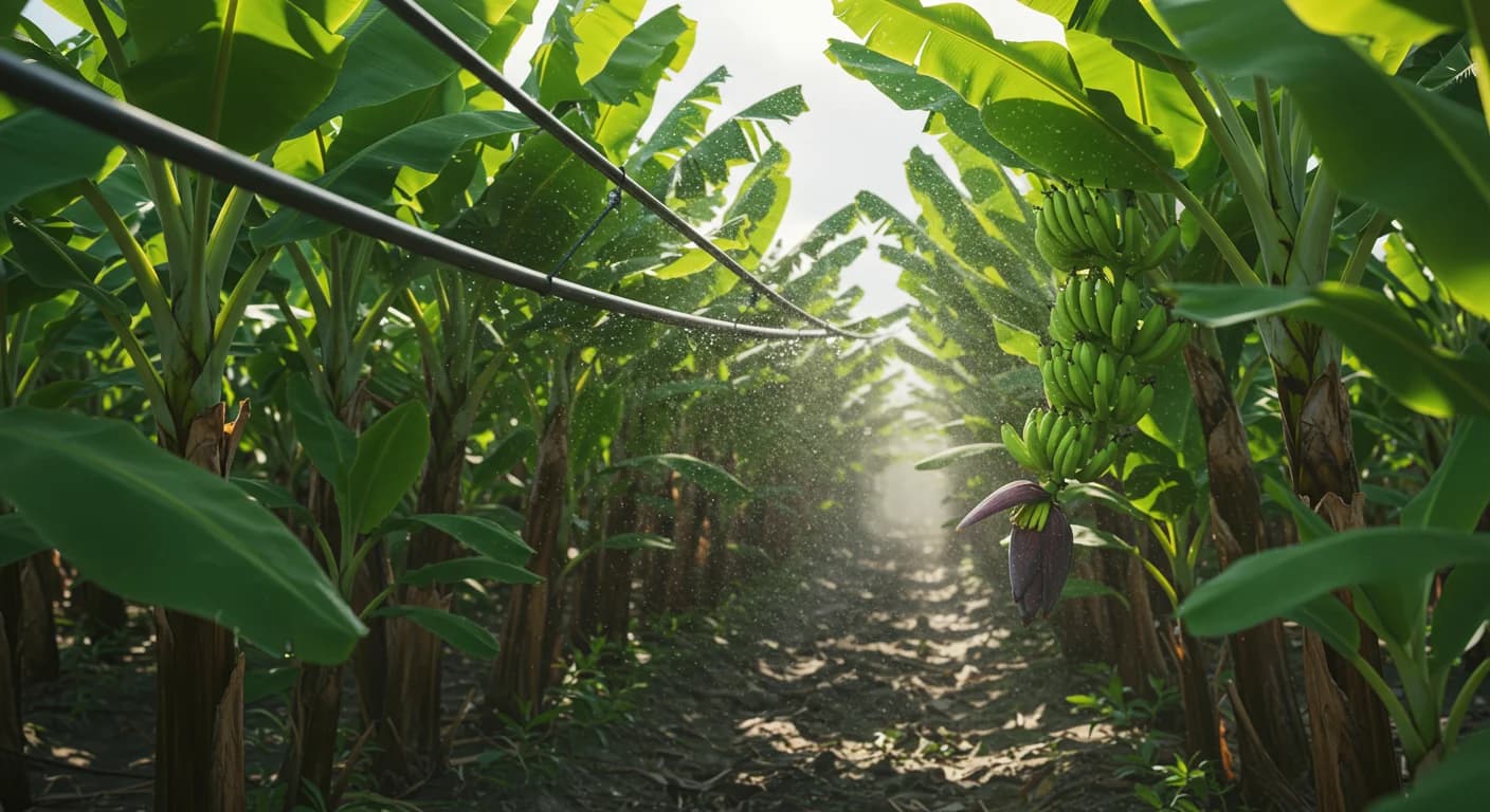 Sistema microaspersion plantacion banano Ecuador riego tecnificado 2026