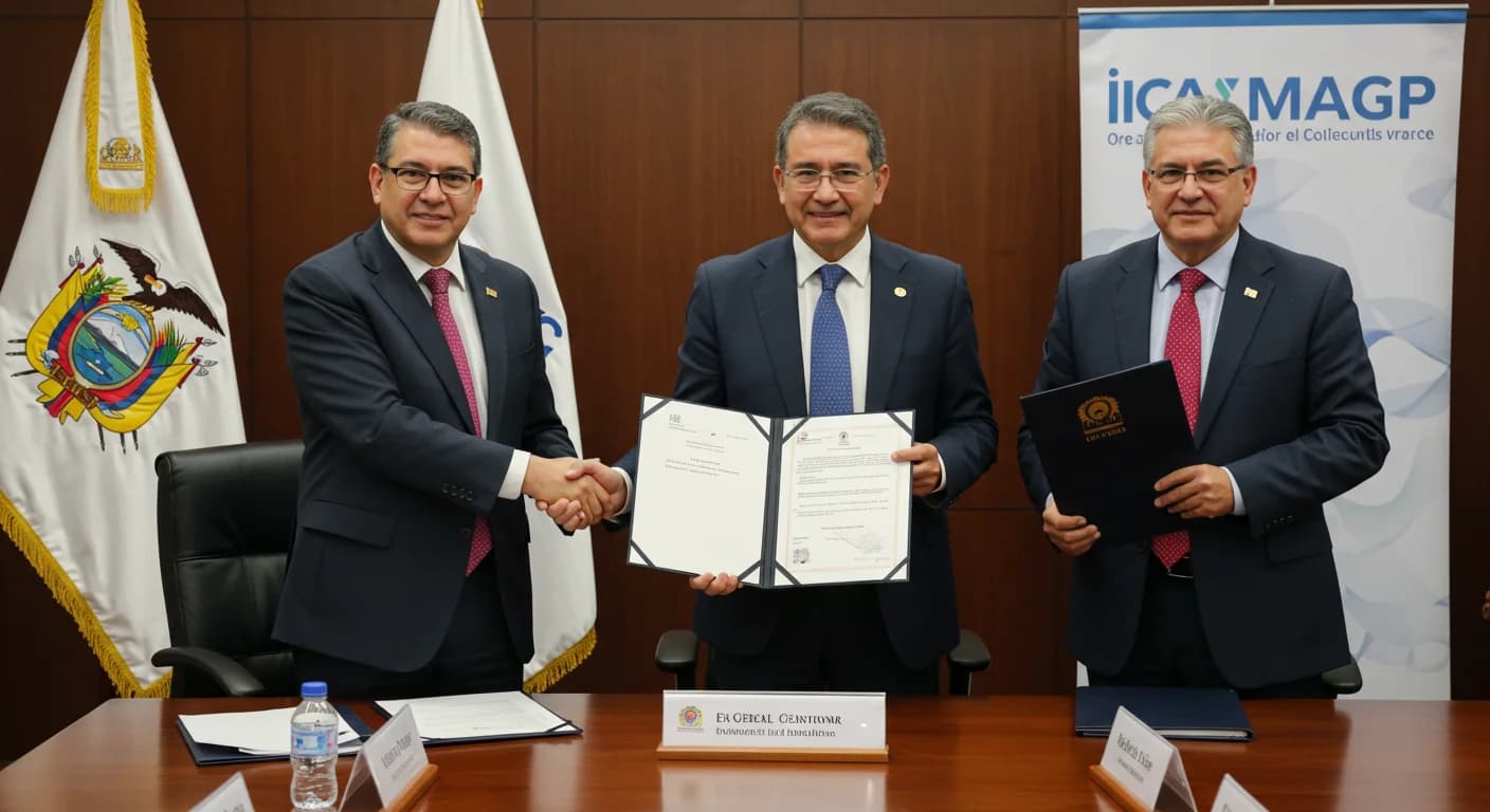 Firma del convenio MAGP-IICA-Cluster Bananero en Quito el 22 de julio de 2026
